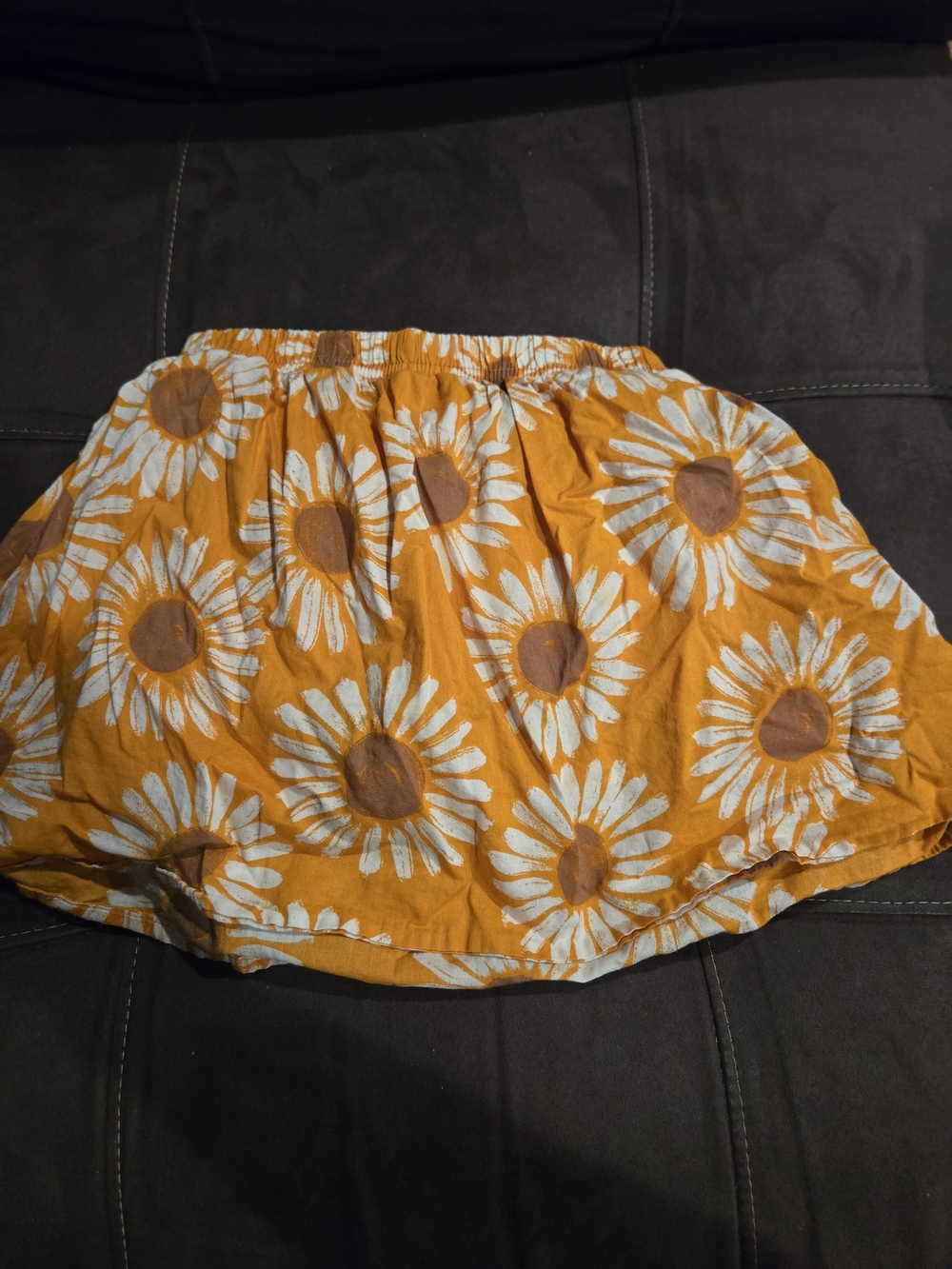 Sunflower Print Elastic Waist Skort - Mustard Yellow